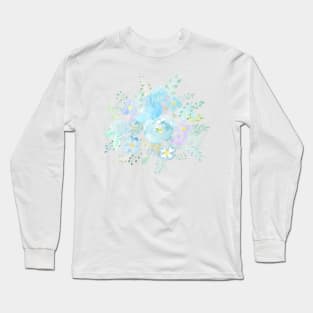 abstract blue flowers arrangement Long Sleeve T-Shirt